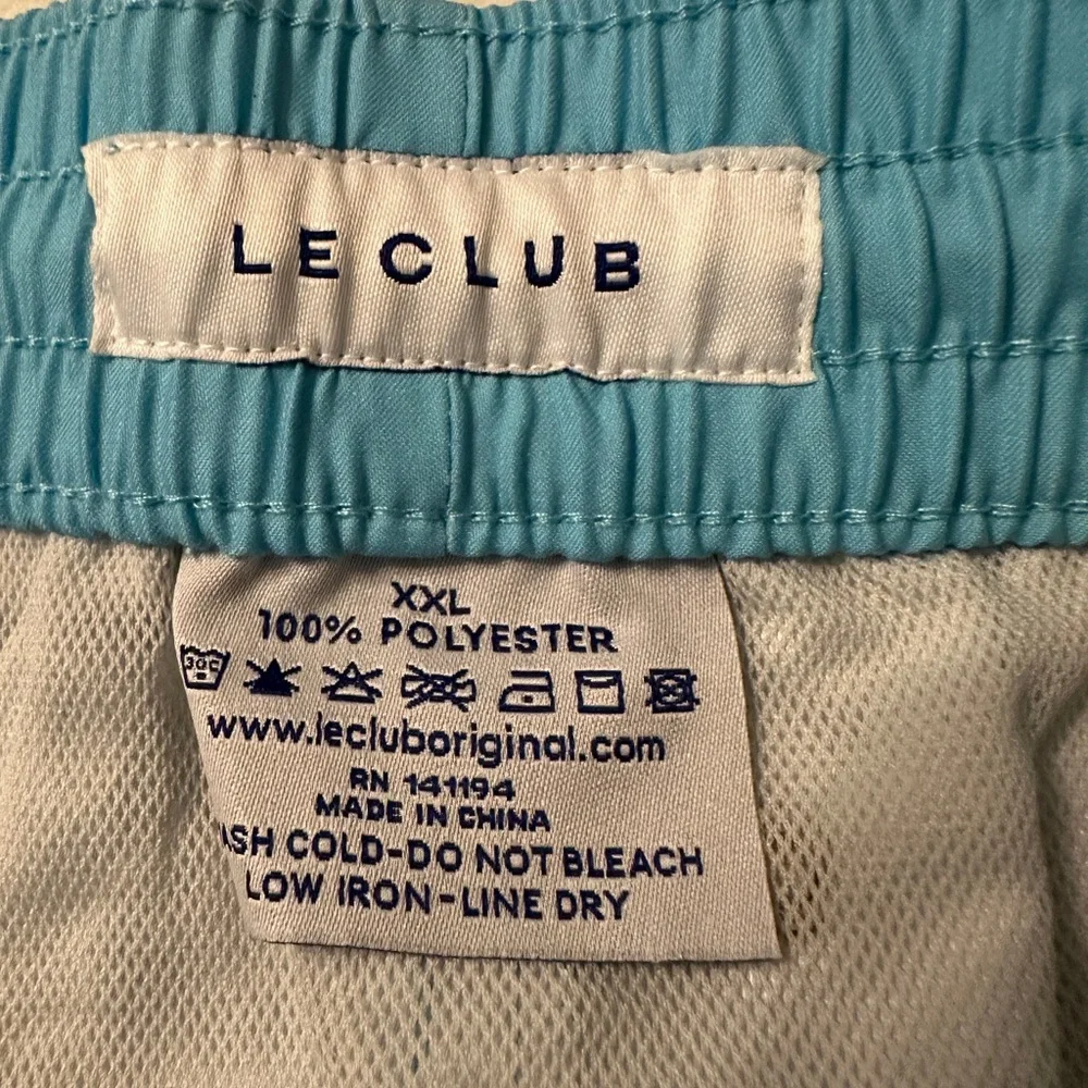 Le Club Skyline Mid Length Swim Trunks - NWT - Size XXL - Blue w/ Orange Accents